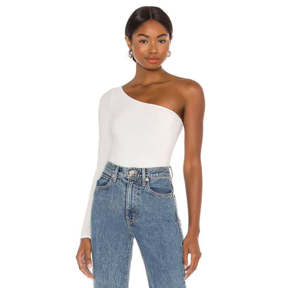 Show Me Your MuMu White One Shoulder Brinkley Bodysuit